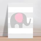 Placa decorativa infantil elefante rosa e cinza