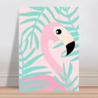 Placa decorativa infantil flamingo rosa tropical