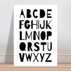 Placa decorativa infantil letras alfabeto preto e branco