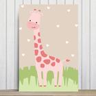 Placa Decorativa Infantil Safari Menina Girafa 30x40cm