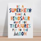 Placa decorativa infantil Super-herói Dinossauro Tesouro
