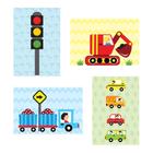 Placa Decorativa MDF Infantil Carros na Cidade Kit 4un 20x30