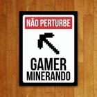 Placa Decorativa - Não Perturbe Gamer Minerando (27X35)