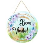 Placa decorativa redonda Frase Bem Vindo cod PL098