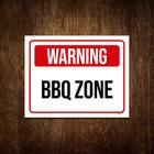 Placa Decorativa - Warning Bbq Zone 36x46