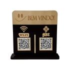 Placa Display Logo e 2 Qr Code Pix e Wifi em Acrílico Dourado e Preto