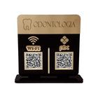 Placa Display Logo e 2 Qr Code Pix e Wifi em Acrílico Dourado e Preto