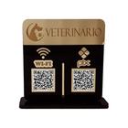 Placa Display Logo e 2 Qr Code Pix e Wifi em Acrílico Dourado e Preto