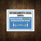 Placa Distanciamento Social Significa Manter 2 Metros 27X35