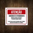 Placa Divertida Atenção Horário De Funcionamento 27X35