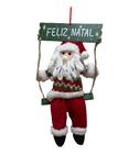 Placa Enfeite Decorada Natal Gangorra Papai Noel 33cm X 18cm