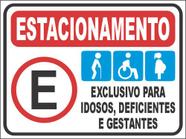 Placa Estacionamento Deficientes Idosos E Gestantes 40x30cm - Royal Art