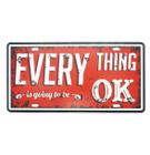 Placa Everything Is Ok Metal Alto Relevo - 30 x 15 cm