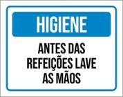 Placa Higiene Antes Das Refeições Lave As Mãos 27X35