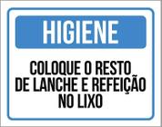 Placa Higiene Coloque Resto Lanche Refeição Lixo 36X46