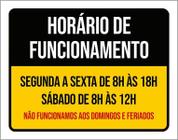 Placa Horário Funcionamento Preto Amarelo 18X23