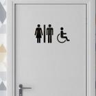 Placa Indicativa Banheiro Masculino e Feminino E Deficiente Cadeirante Preto Decorativo Portas MDF