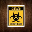 Placa Lixo Infectante - Placa De Sinalização Cuidado 27X35