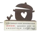 Placa Madeira Decorativa Panela E Coração Cozinha Presente