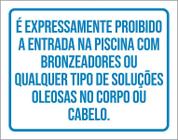 Placa Não Entra Piscina Bronzeador Soluções Oleosas 18X23