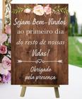 Placa para casamento com cavalete mesa