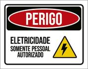 Placa Perigo Eletricidade Pessoal Autorizado 18X23