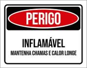 Placa Perigo Inflamável Chamas Calor Longe 36X46