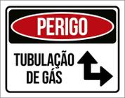 Placa Perigo Preta Tubulação De Gás 27X35