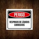 Placa Perigo Respingos De Líquidos Corrosivos 18x23