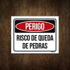 Placa Perigo Risco De Queda De Pedras 18X23