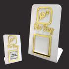 Placa Pic Pay Qr Code Display Personalizado Branco E Dourado