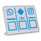 Placa Pix,Whats e Insta Para Pagamento QR Code Branca - Kit 2 UNID Cor: Branco com Azul