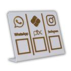 Placa Pix,Whats e Insta Para Pagamento QR Code Cor: Branco com Bronze