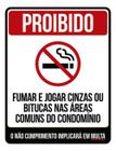 Placa Proibido Fumar Cinzas Bitucas Áreas Condomínio 27X35 - Sinalizo