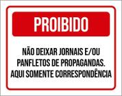 Placa Proibido Não Deixar Jornais Propagandas 18X23