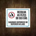 Placa Recolha As Fezes Do Seu Cão Saquinhos Ao Lado 27X35