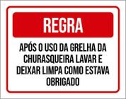 Placa Regra Uso Grelha Churrasqueira Lavar 18X23