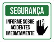 Placa Segurança Informe Sobre Acidentes Imediatamente 36X46