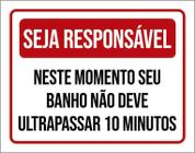 Placa Seja Responsável Seu Banho Não Deve Ultrapassar 18X23