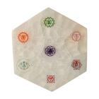 Placa Selenita Hexagonal Grande Metatron Com Chakras 14cm