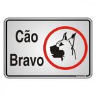 Placa Sinalizacao Aluminio 16X23 "Cuidado Cao Bravo" 014 150Ah