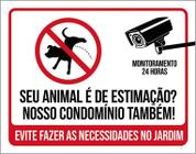 Placa Sinalização Animal Estimação Condomínio Jardim 27X35