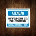 Placa Sinalização - Atenção Certique-Se Porta Fechada 18X23