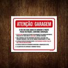 Placa Sinalização - Atenção Garagem Uso Vagas Garagem 18X23