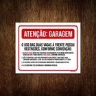 Placa Sinalização - Atenção Garagem Vagas Restrições 18X23