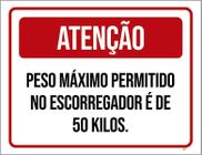 Placa Sinalização - Atenção Peso Máximo Escorregador 27X35