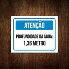 Placa Sinalização - Atenção Profundidade 1,36 Metros 27X35