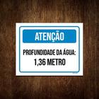 Placa Sinalização - Atenção Profundidade 1,36 Metros 36x46