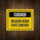 Placa Sinalização Atenção Solução Ácida Evite Contato 27X35