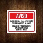 Placa Sinalização - Aviso Idade Máxima Brinquedos 27x35